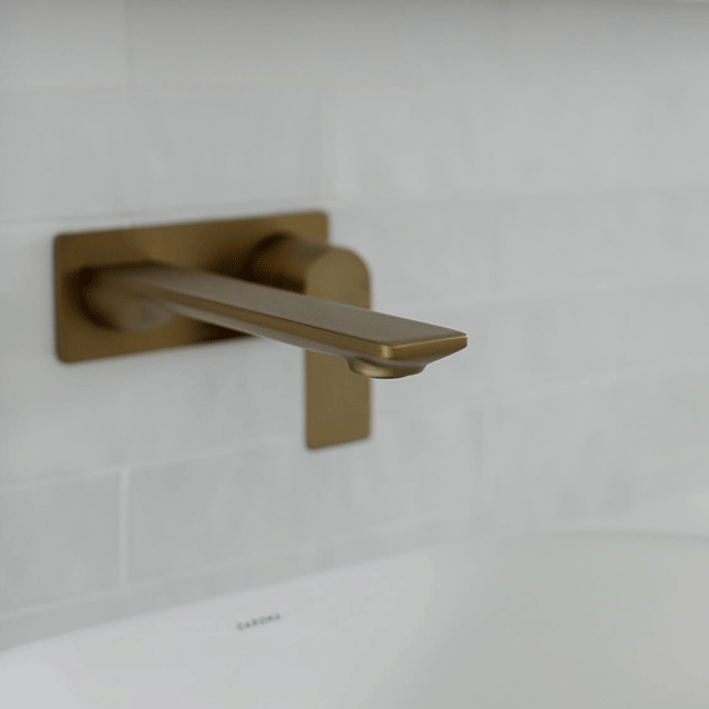 Caroma Contura wall basin mixer set brushed bronze