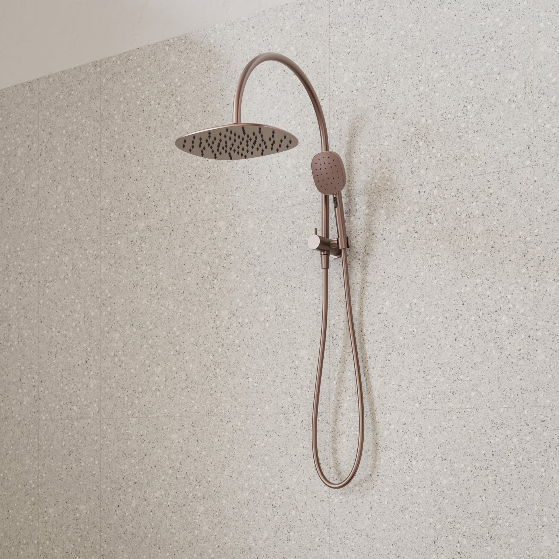Caroma Contura II Compact Twin Shower - Brushed Bronze