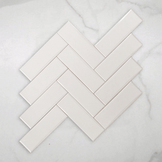 Coolum White Gloss Cushioned Edge Ceramic Tile 82x257mm online at The Blue Space