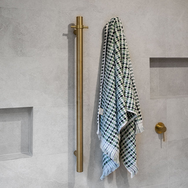 Phoenix Heated Towel Rail Round 600mm - Brushed Gold