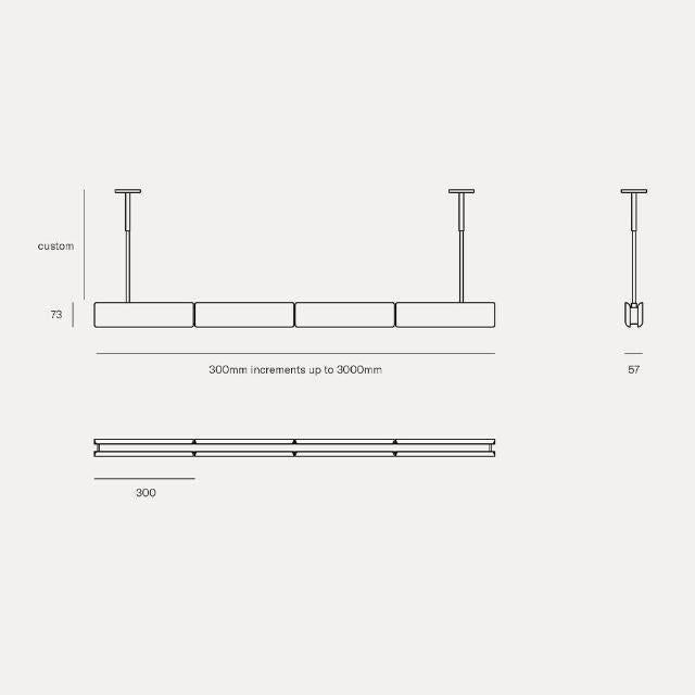 Fluxwood Array Timber Linear Pendant Light Line Drawing - The Blue Space