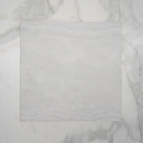 Bianco Ivy Vein Cut Travertine Tile Tech Grip 600 x 600 x 10mm Porcelain | The Blue Space