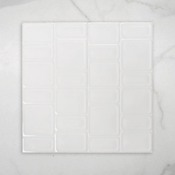 Hotham Rectangle Mix White Gloss Rectified Ceramic Tile 300x600mm online at The Blue Space