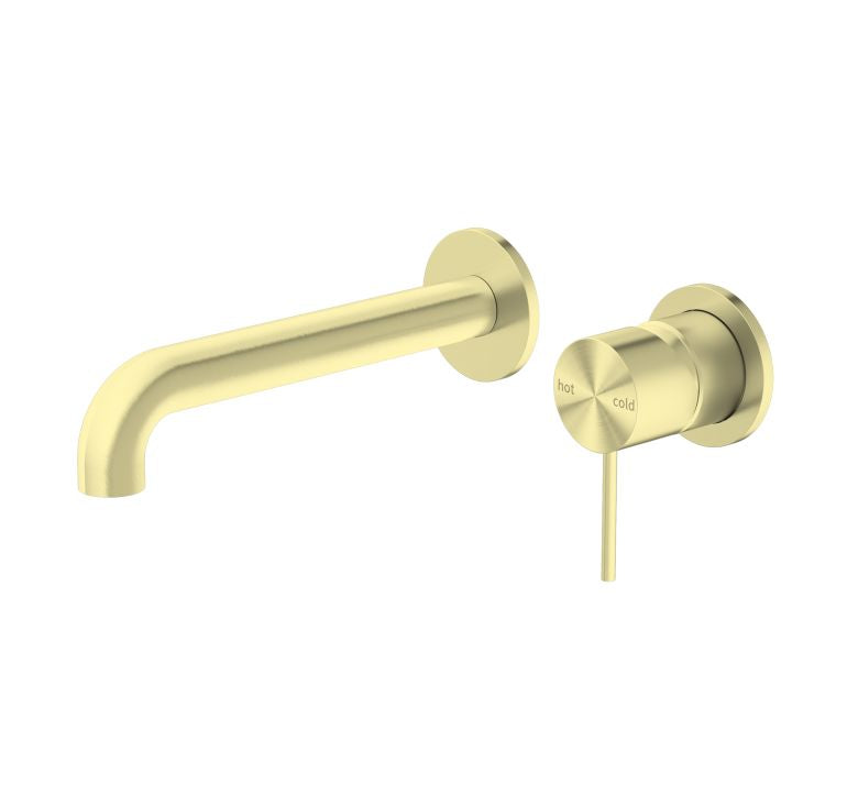 Nero Mecca Wall Basin Mixer Sep BP 230mm Spout Brushed Gold | The Blue Space