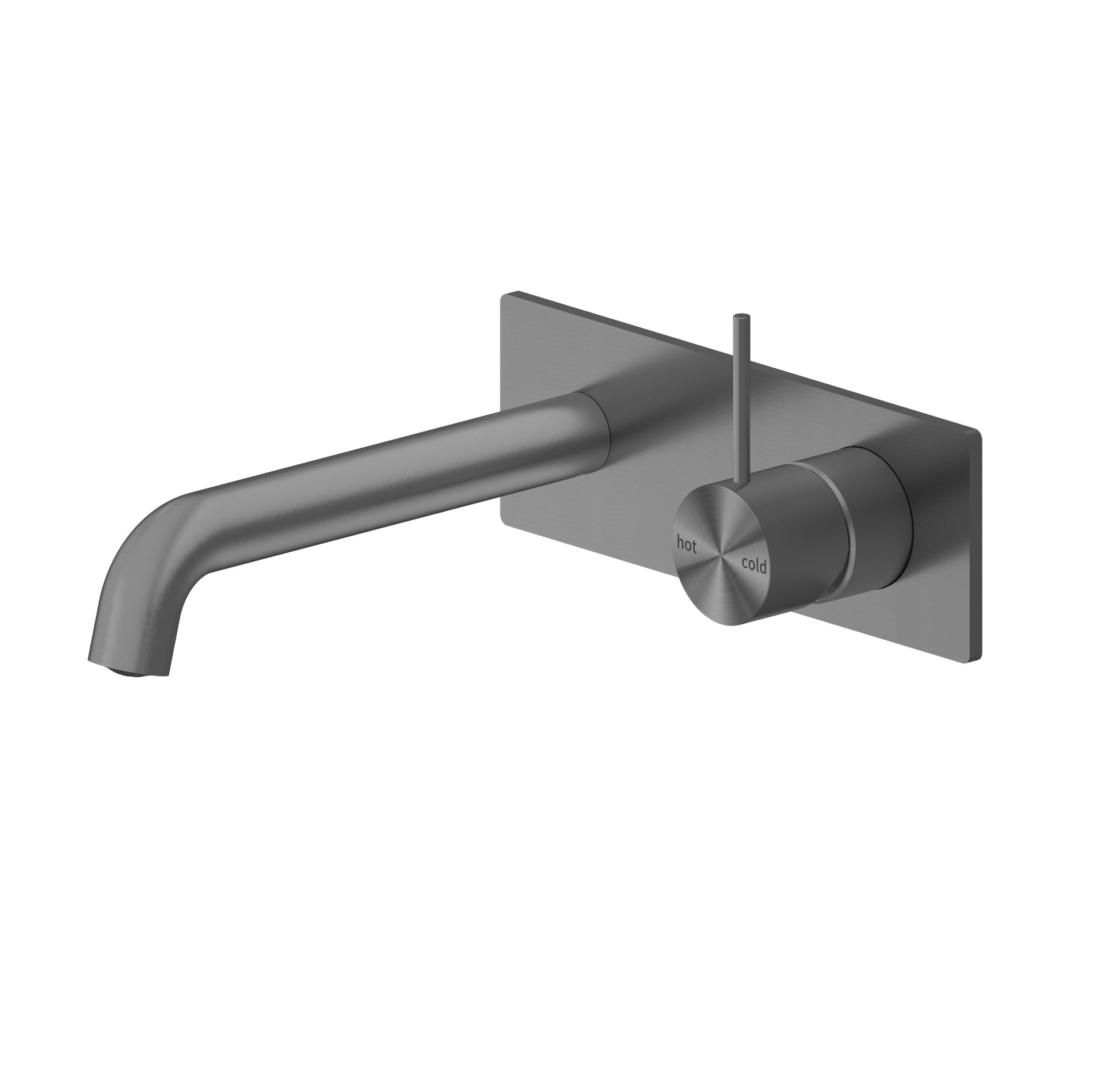 Nero Mecca Wall Basin Mixer Handle Up 230mm Spout Gun Metal | The Blue Space