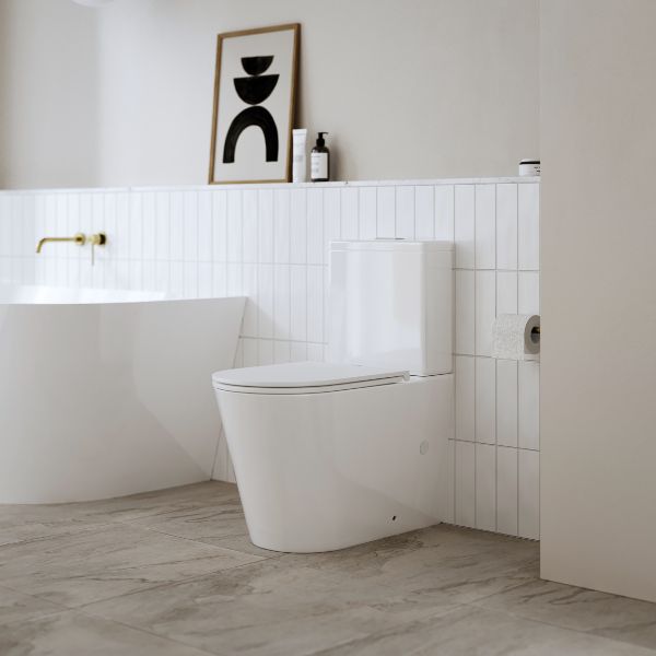 Indigo Cali II Back to Wall Toilet Suite in neutral bathroom design - The Blue Space