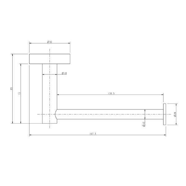Technical Drawing - Indigo Ciara Toilet Roll Holder Chrome US1001CH