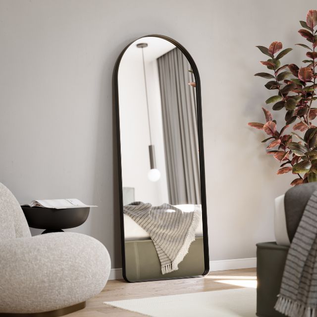 Matte Black Arch Shaped Full Length Mirror 1500 x 600mm by ingrain