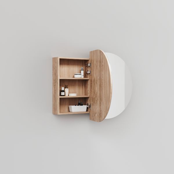 Ingrain Horizontal Pill Shaving Cabinet Deep Etched Image 1200mm doors open - The Blue Space