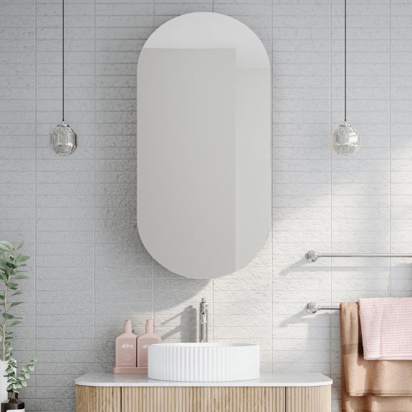 Ingrain Ash Woodgrain Pill Shaped Large Shaving Cabinet IGPMC500. Shop shaving cabinets online at The Blue Space