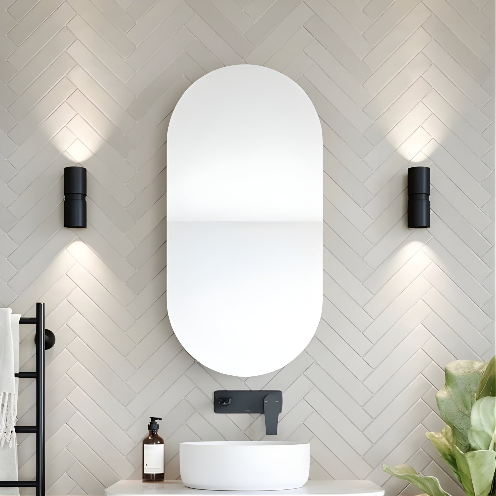 Eglo Passa GU10 Wall Light Natural White - Black with Ingrain Pill Shaving Cabinet