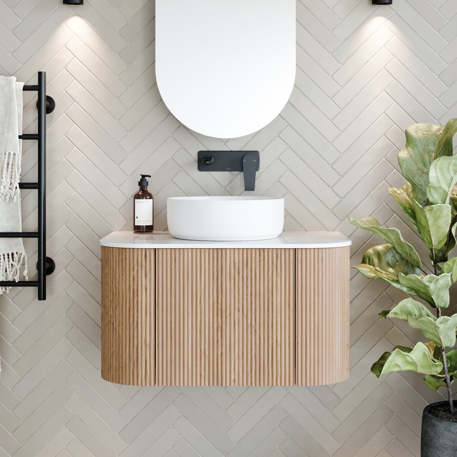 Ingrain Curved Fluted Wall Hung Vanity 750mm at The Blue Space