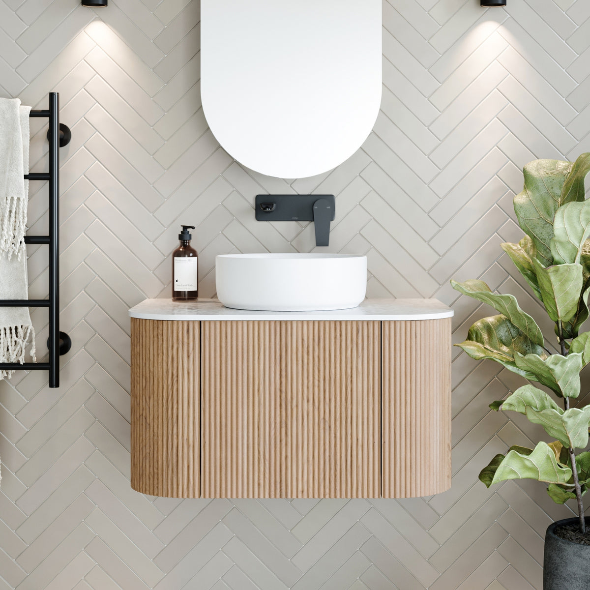 Ingrain Curved Fluted Wall Hung Vanity 750mm at The Blue Space