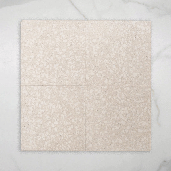 Island Terrazzo White Matt P4 Porcelain Tile 300x300mm online at The Blue Space