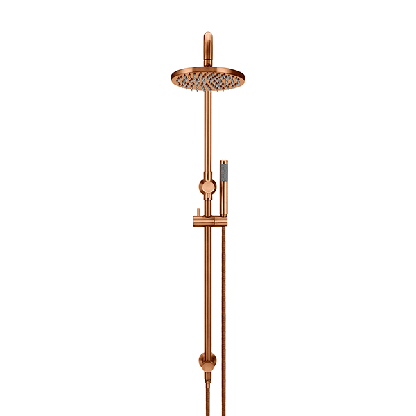 Meir Round Combination Shower Rail 200mm Rose & Hand Shower Lustre Bronze