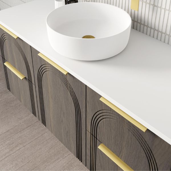 Marquis Arco 5 1200mm Wall Hung Vanity in Bottega Oak Detail View - The Blue Space