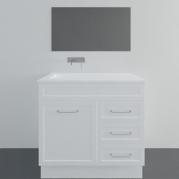Marquis Bowral4 Floor Standing Vanity - 900mm Offset Bowl - 1 door 3 drawer | The Blue Space