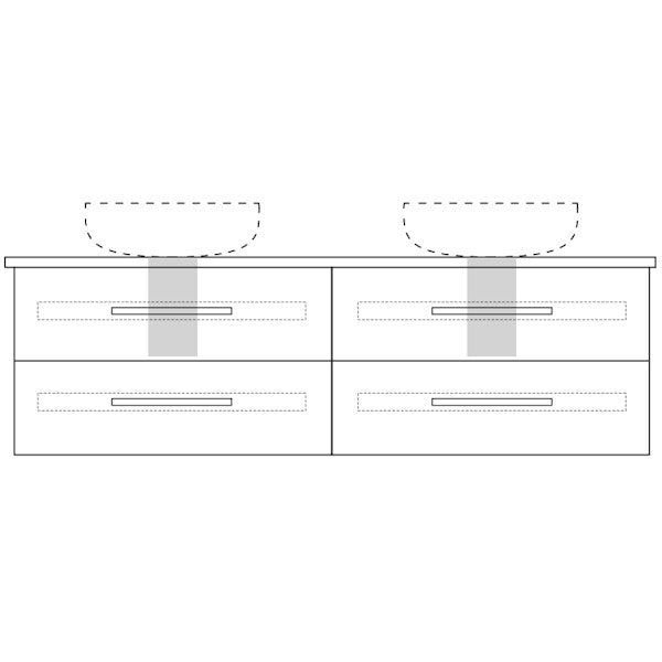 Marquis Gold13 Wall Hung Vanity - 1500mm Double Bowl - 4 drawer | The Blue Space
