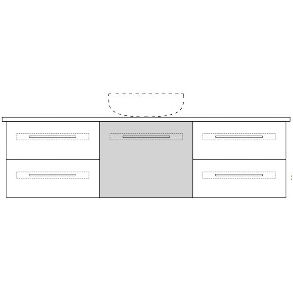 Marquis Gold14 Wall Hung Vanity - 1500mm Centre Bowl - 1 door 4 drawer | The Blue Space