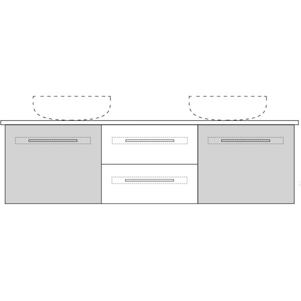 Marquis Gold15 Wall Hung Vanity - 1500mm Double Bowl - 2 door 2 drawer | The Blue Space