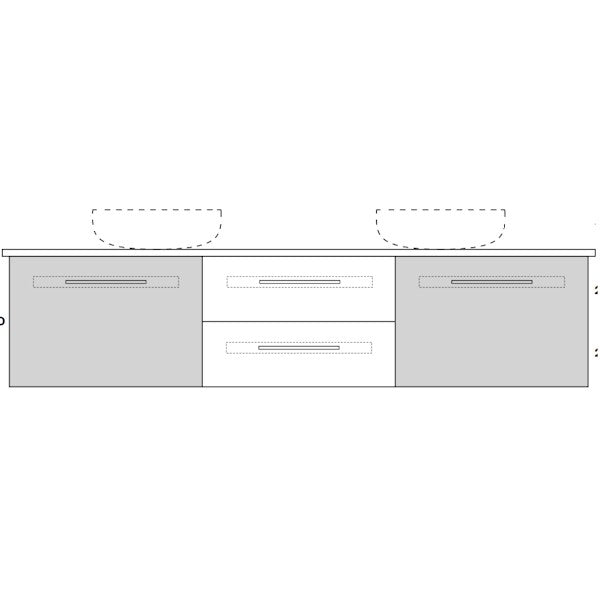 Marquis Gold19 Wall Hung Vanity - 1800mm Double Bowl - 2 door 2 drawer | The Blue Space