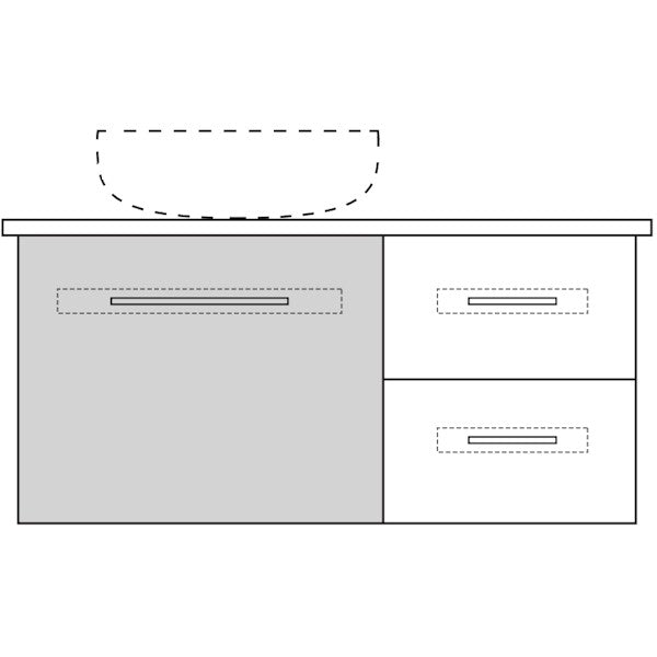 Marquis Gold7 Wall Hung Vanity - 900mm Offset Bowl - 1 door 2 drawer | The Blue Space