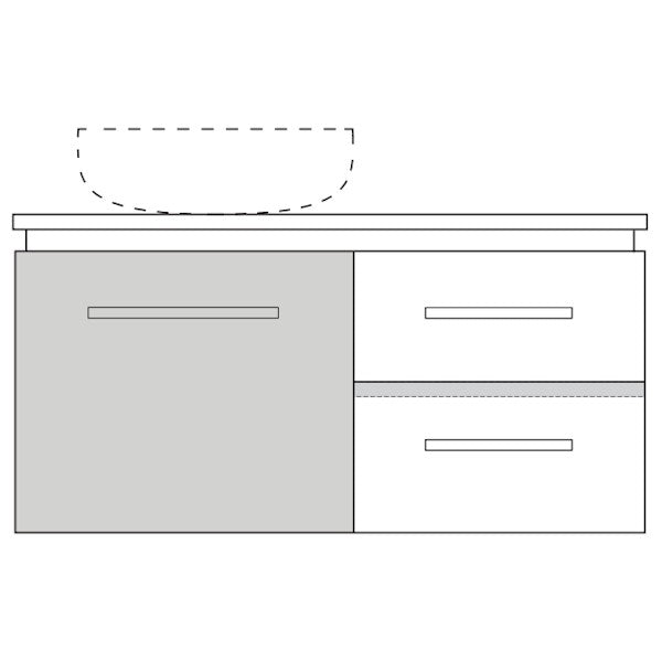 Marquis Riviera7 Wall Hung Vanity - 900mm Offset Bowl - 1 door 2 drawer | The Blue Space