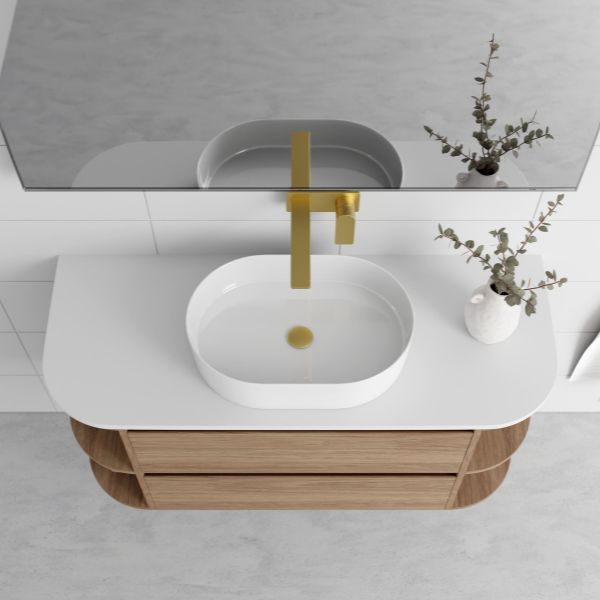 Marquis Avion, Avion5, 1200mm Two Shelf End Curved Wall Hung Vanity Top - The Blue Space