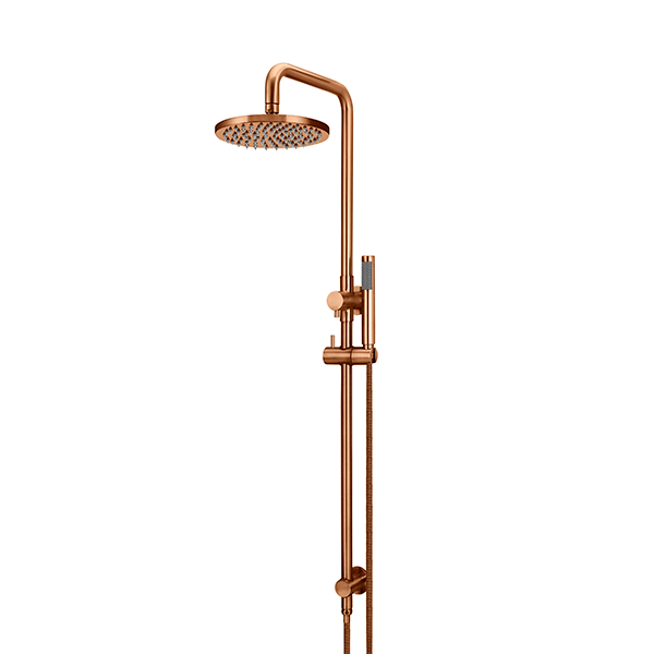 Meir Round Combination Shower Rail 200mm Rose & Hand Shower Lustre Bronze