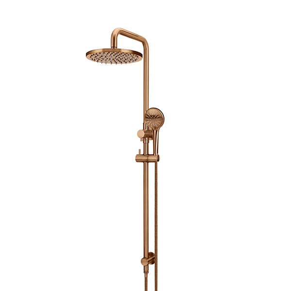 Meir Round Combination Shower Rail 200mm, 3 Function Hand Shower Lustre Bronze