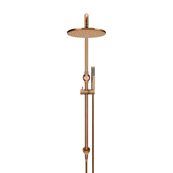 Meir Round Combination Shower Rail 300mm Rose & Hand Shower Lustre Bronze