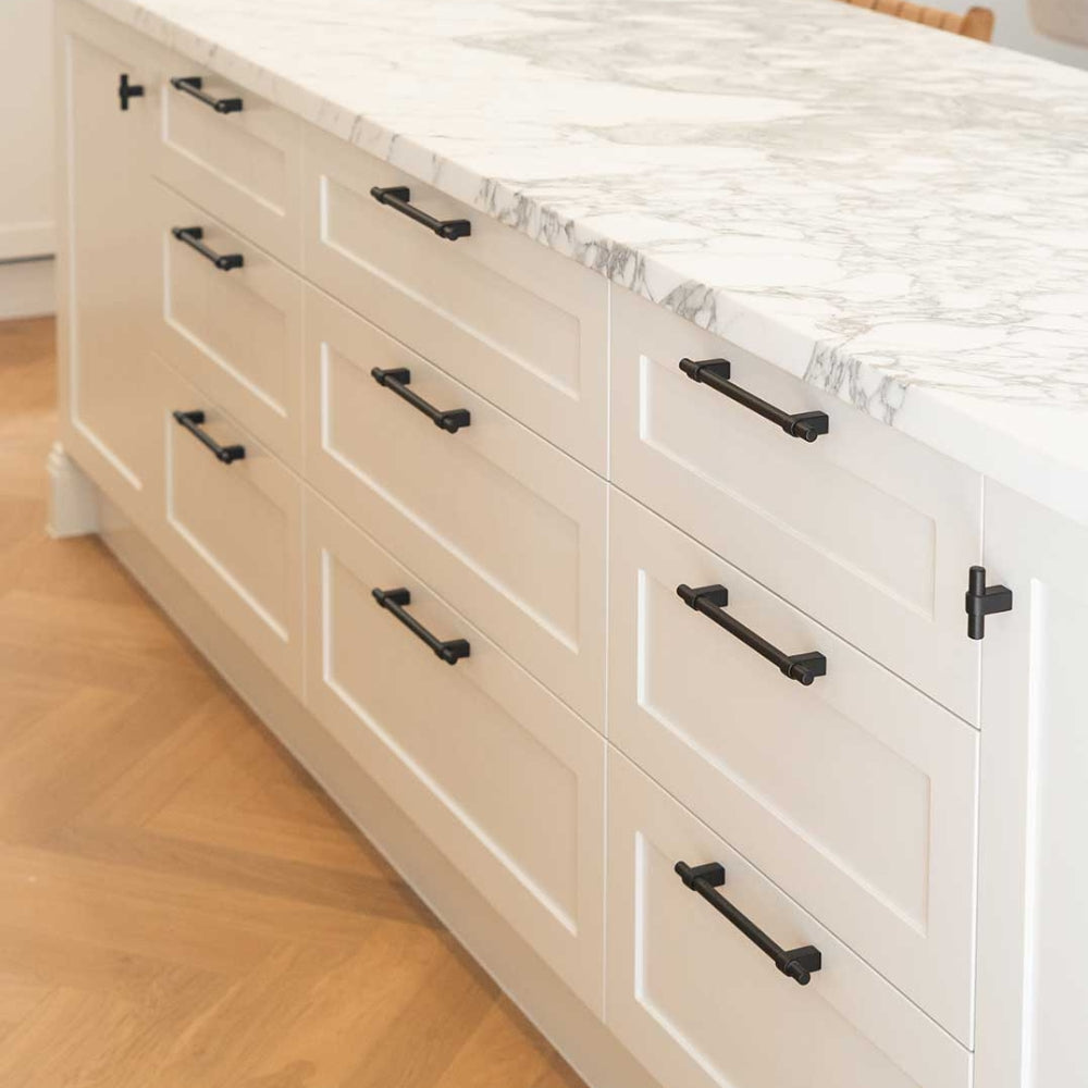 Momo Handles Maida in Black featured in Farmhouse Kitchen - The Blue Space