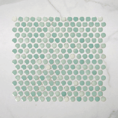 Mooloolaba Gloss Mint Porcelain Penny Round Mosaic Tile 20x20mm online at The Blue Space