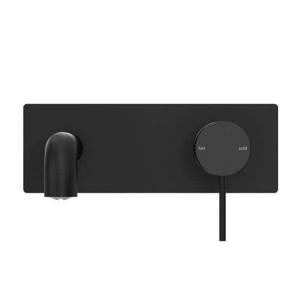 Nero Mecca Wall Basin Mixer 185mm Spout Matte Black Front View | The Blue Space