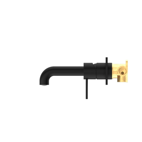 Nero Mecca Wall Basin Mixer 185mm Spout Matte Black Side View | The Blue Space
