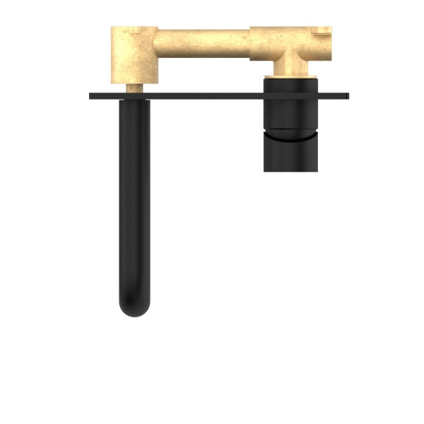 Nero Mecca Wall Basin Mixer 185mm Spout Matte Black Top View | The Blue Space