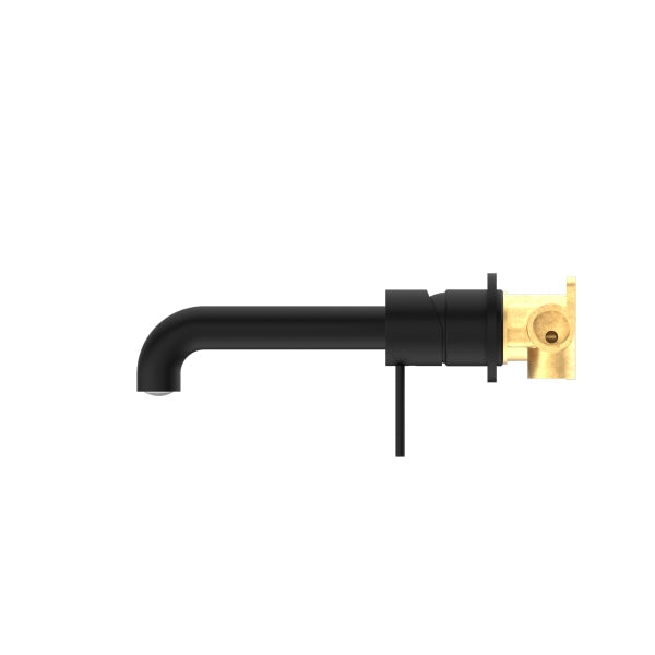 Nero Mecca Wall Basin Mixer Sep BP 185mm Spout Matte Black Side View | The Blue Space