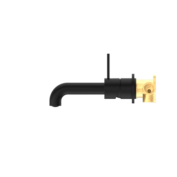 Nero Mecca Wall Basin Mixer Sep BP Handle Up 185mm Sp Matte Black Side View | The Blue Space
