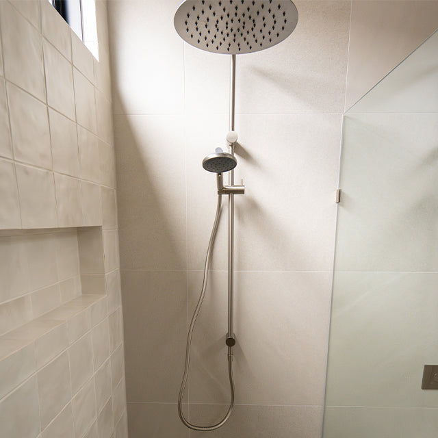 Caroma Urbane II Rail Shower 300mm Overhead Brushed Nickel