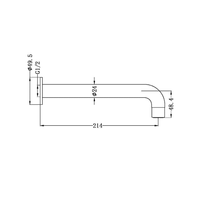 Technical Drawing Nero Opal Double Towel Rail 215mm Chrome NR250803200CH - The Blue Space