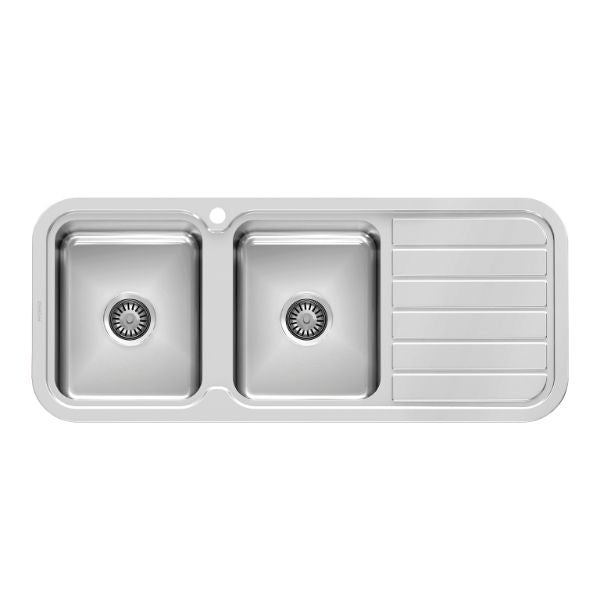 Phoenix 1000 Series Double Bowl Sink 1180 x 500mm LH Bowl The Blue Space