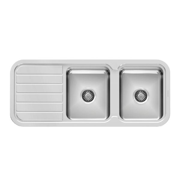 Phoenix 1000 Series Double Bowl Sink 1180 x 500mm No Taphole The Blue Space