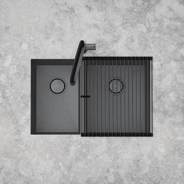Phoenix 4000 Series 1-3/4 Bowl Sink 683 x 446mm Brushed Carbon