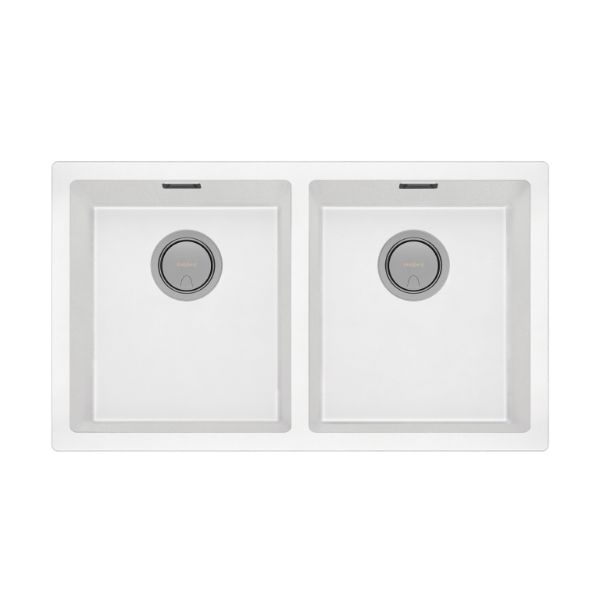 Phoenix 5000 Series Double Bowl Quartz Resin Sink 804 x 468mm Matte White The Blue Space