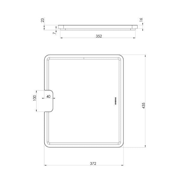 Phoenix Large Chopping Board 426mm x 376mm Ash Wood The Blue Space - line drawing