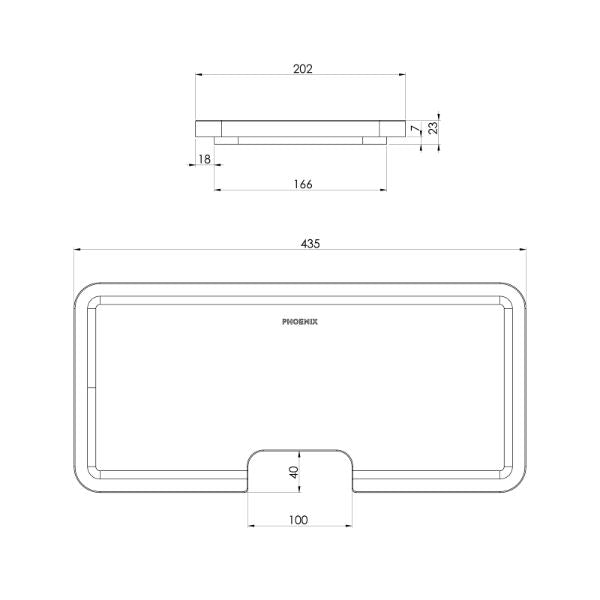 Phoenix Small Chopping Board 426mm x 203mm Ash Wood The Blue Space - line drawing