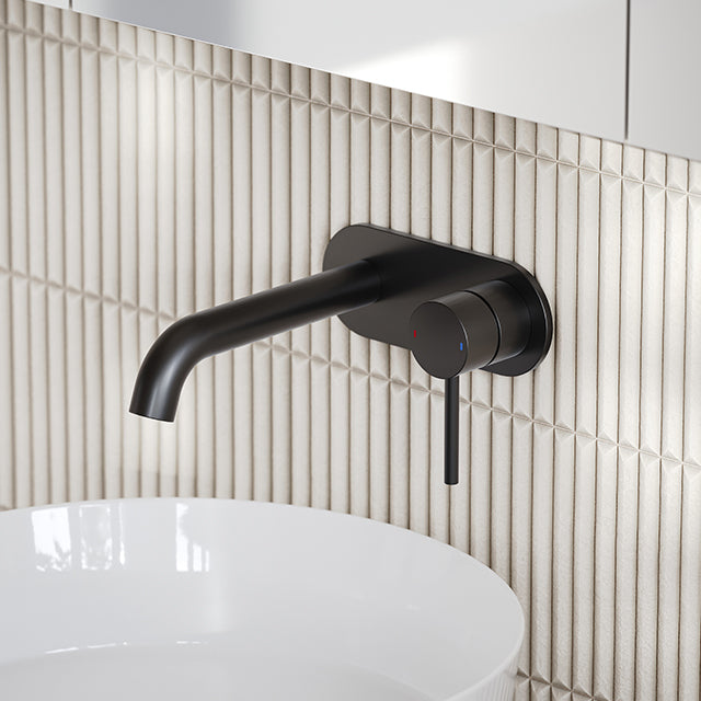 Caroma Liano II Wall Basin/Bath Mixer Matte Black - The Blue Space