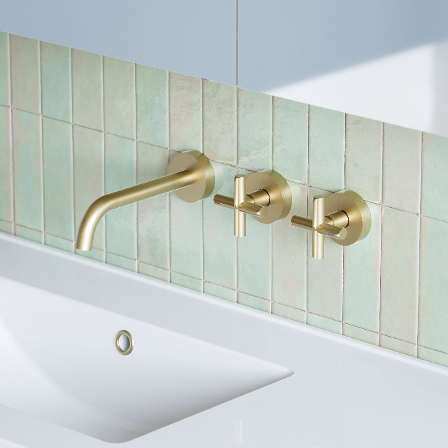 Phoenix Vivid Slimline Plus Wall Basin/Bath Hostess Set 180mm Brushed Gold