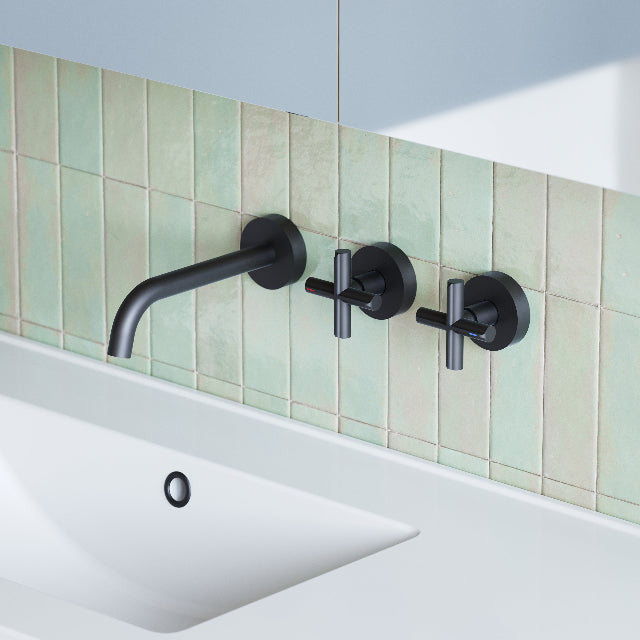 Phoenix Vivid Slimline Plus Wall Basin/Bath Hostess Set 180mm Matte Black