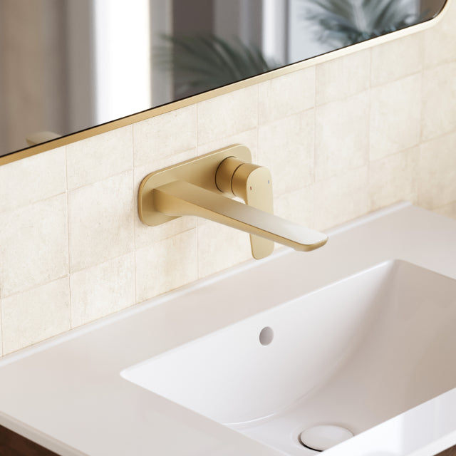 Caroma Contura II 180mm Wall Basin/Bath Mixer - Brushed Brass